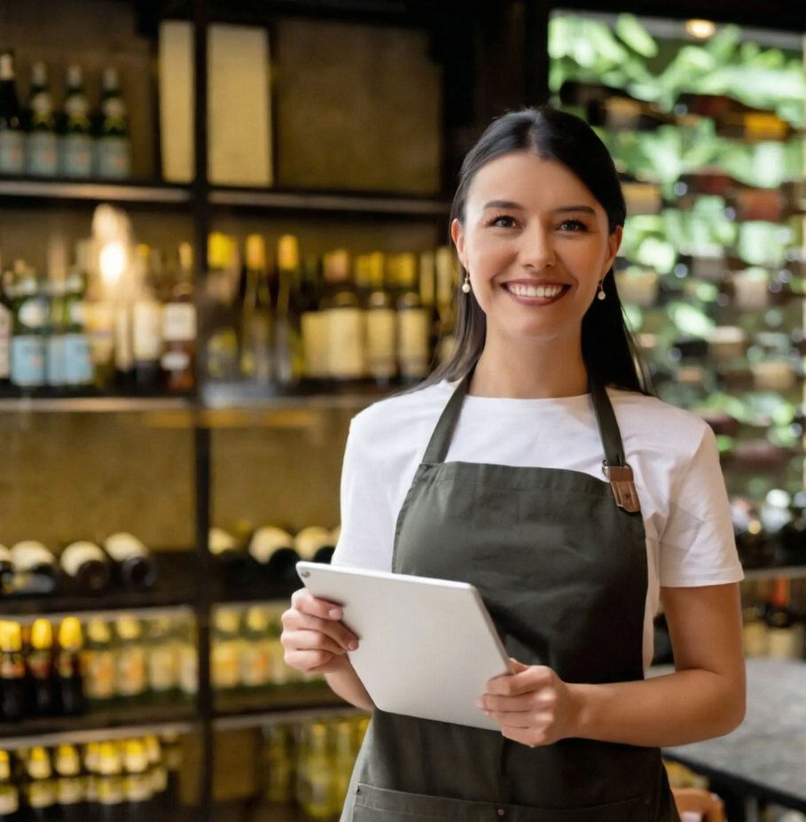 Emprendedora revisando su contenido en Redes en Órbita